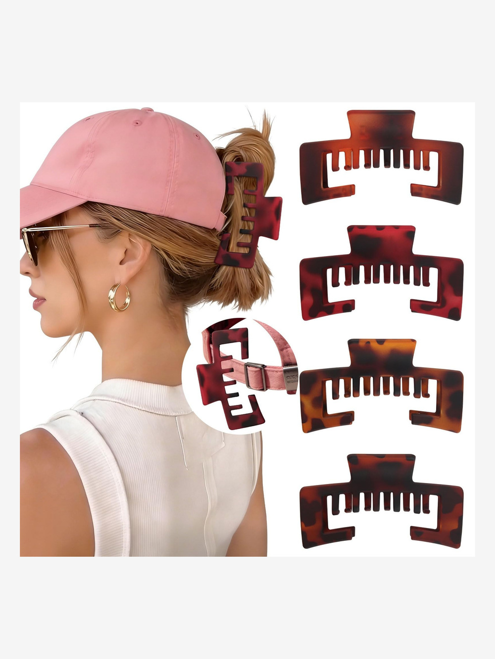 Hat-Friendly Claw Clips for Baseball Caps, Trucker Hat | Leopard Print | Size OS